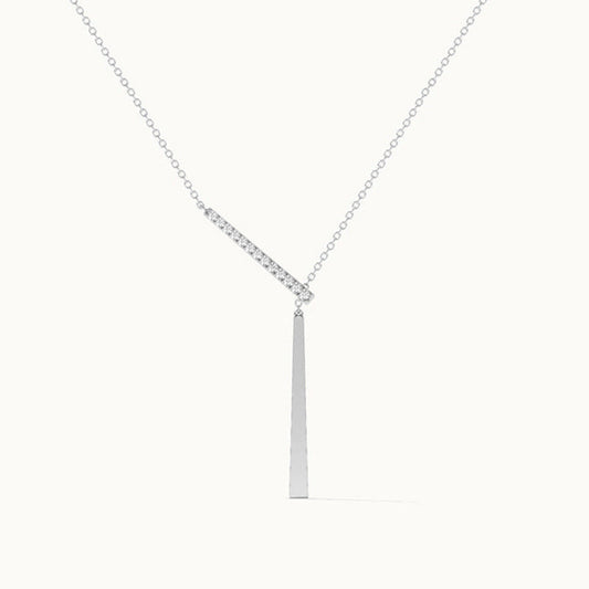 Linear Éclat S925 Silver Geometric Bar Drop Pendant Necklace