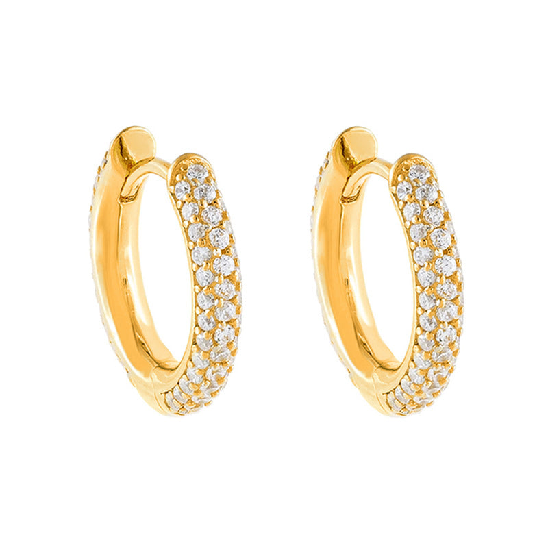 “U-Shape Stardust” S925 Sterling Silver Zircon Pavé U-Shaped Hoop Earrings