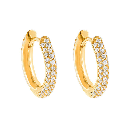 “U-Shape Stardust” S925 Sterling Silver Zircon Pavé U-Shaped Hoop Earrings