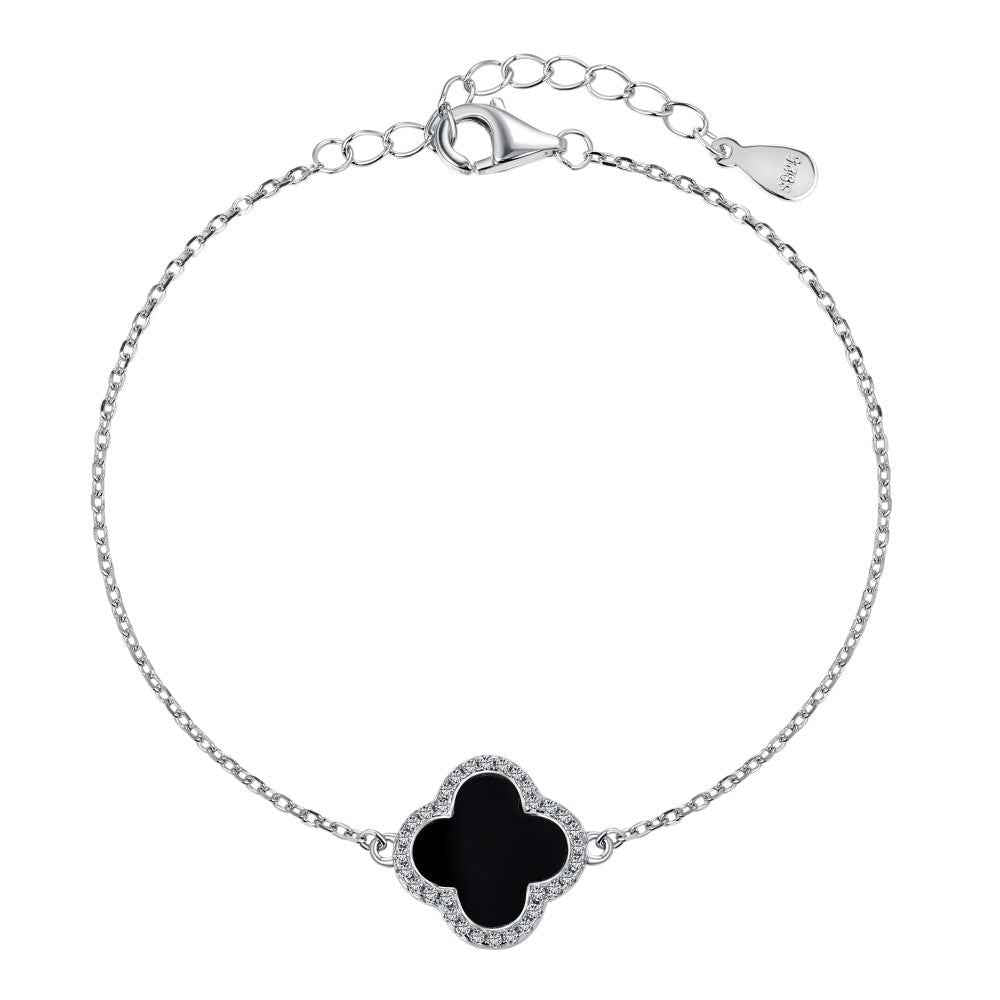 Lucky Whisper Clover Zircon Charm Bracelet in S925 Sterling Silver