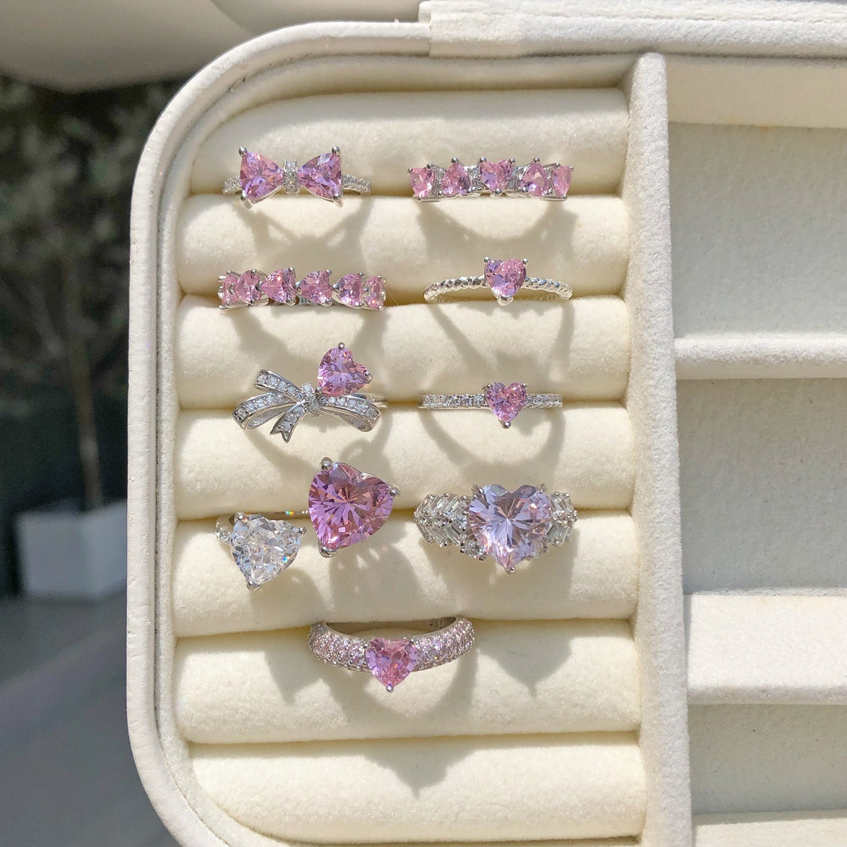 “Pink Heart Eclat” S925 Sterling Silver Pink Zircon Heart Ring