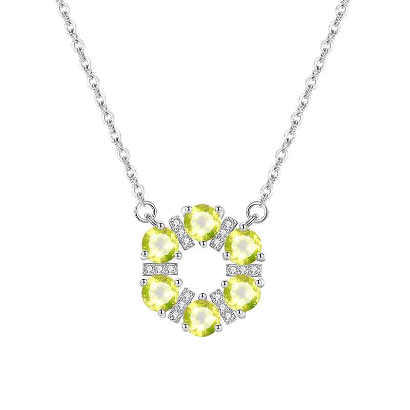 Crystal Wreath S925 Sterling Silver Natural Crystal Halo Necklace