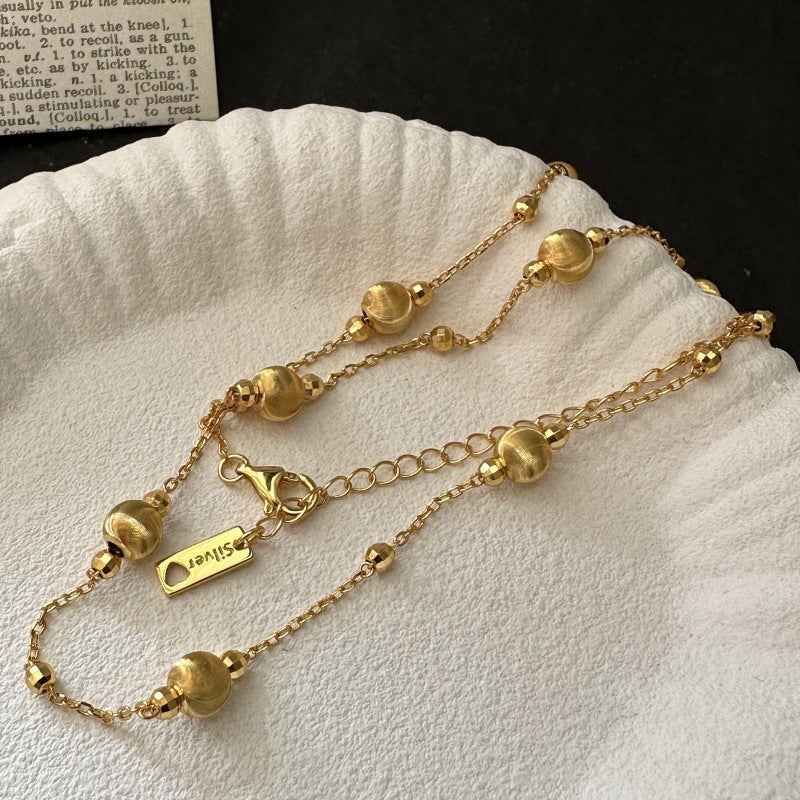 S925 Sterling Silver Cat’s Eye Beads Necklace Adjustable Chain