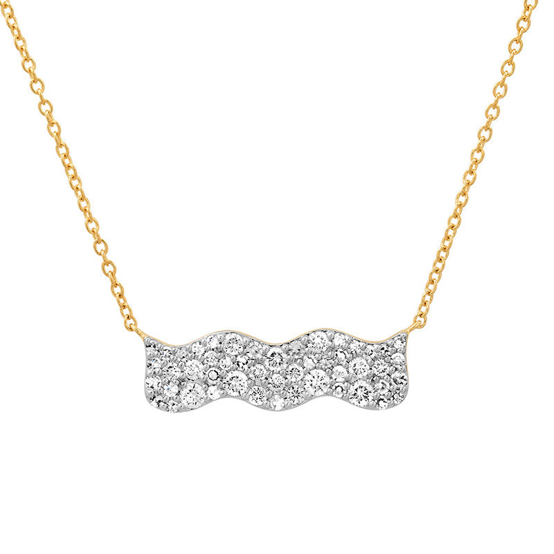 “Wave Muse” S925 Sterling Silver Two-Tone Wave Necklace