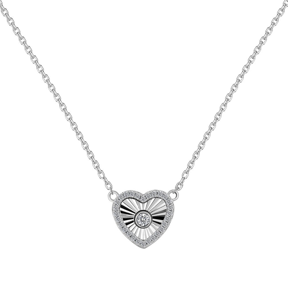 Radiant Heart S925 Silver Sunray Zircon Heart Jewelry Set