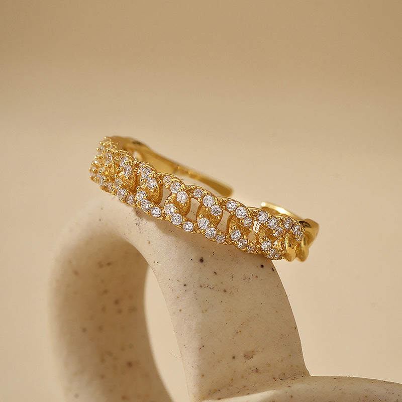 “Twistlight” S925 Sterling Silver Open Adjustable Pave Zircon Ring