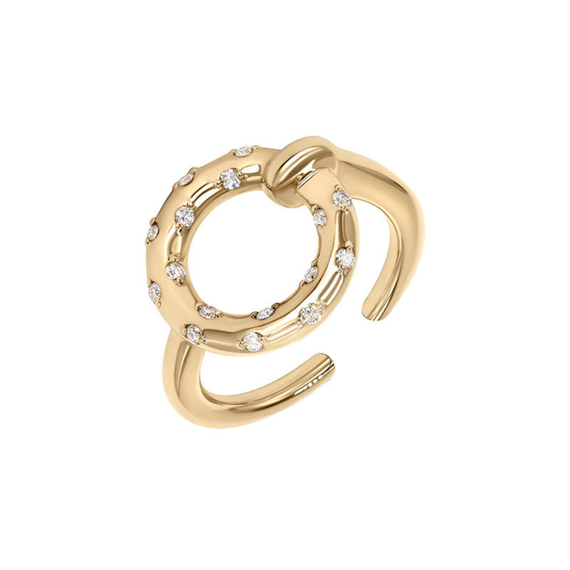 “Modern Orbit” S925 Sterling Silver Open Adjustable Geometric Ring