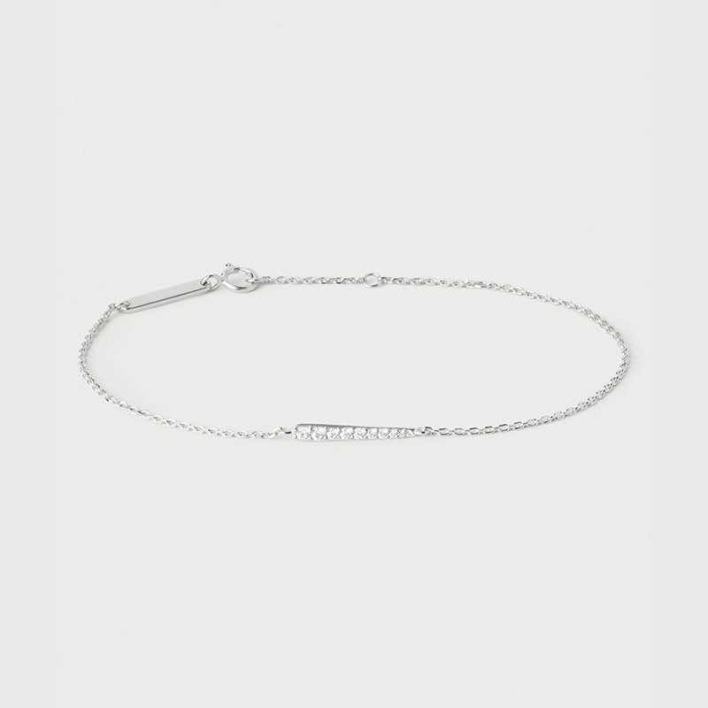 “Line Eclat” S925 Sterling Silver Asymmetrical Pave Bracelet