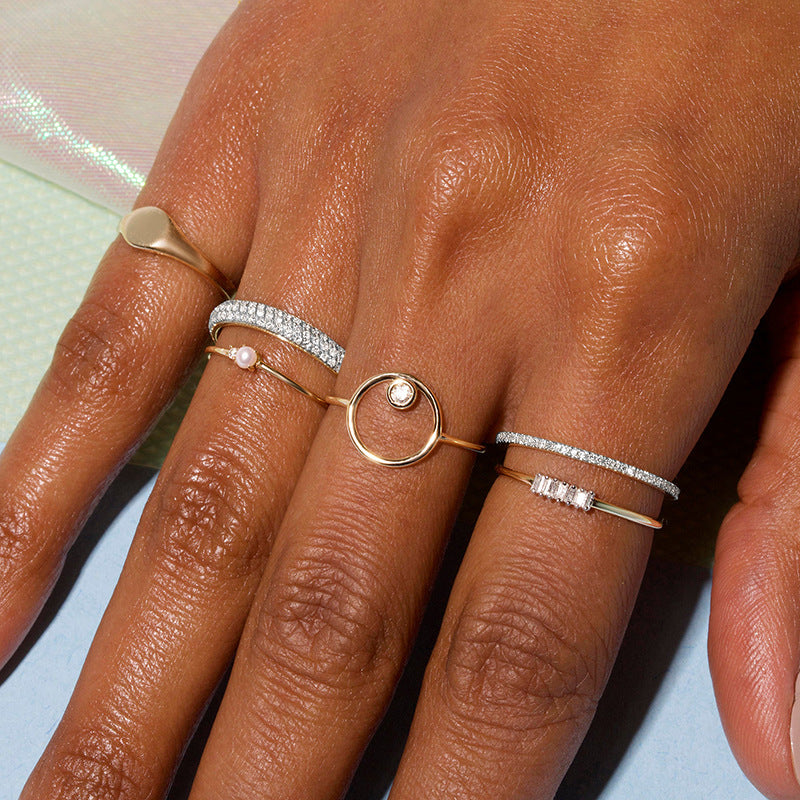 “Linear Brilliance” S925 Sterling Silver Micro-Set Zircon Open Ring