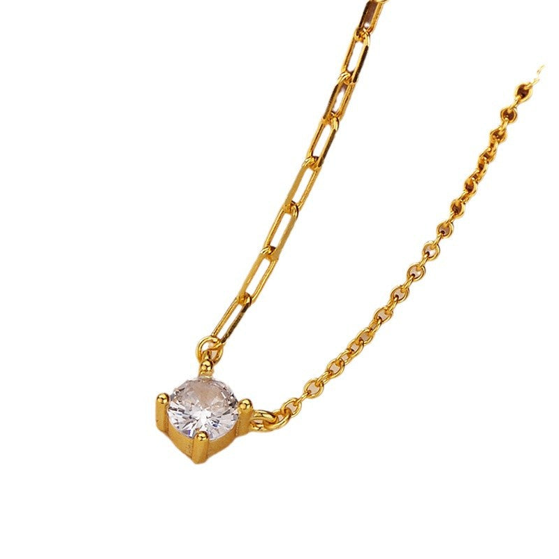 “Luxe Line” S925 Sterling Silver Zircon Irregular Chain Necklace