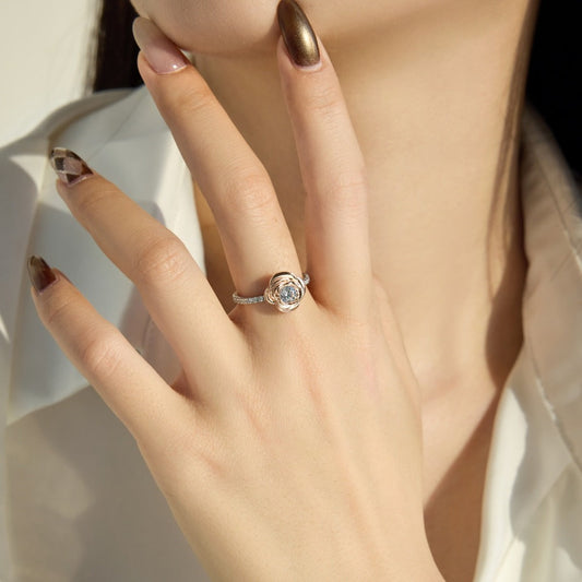 925 Sterling Silver Rose Flower Solitaire Ring – Rosé Bloom