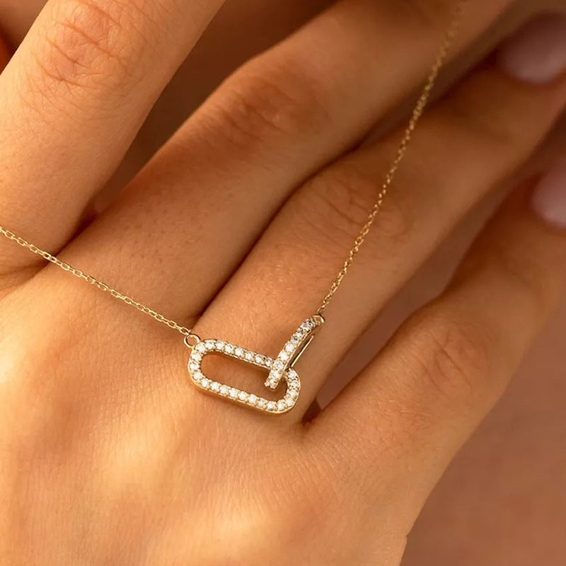 “Double Oval Heart” S925 Sterling Silver Layered Oval Heart Necklace