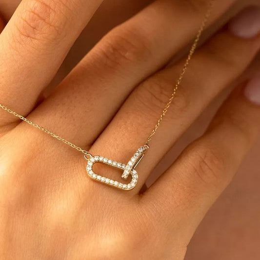 “Double Oval Heart” S925 Sterling Silver Layered Oval Heart Necklace