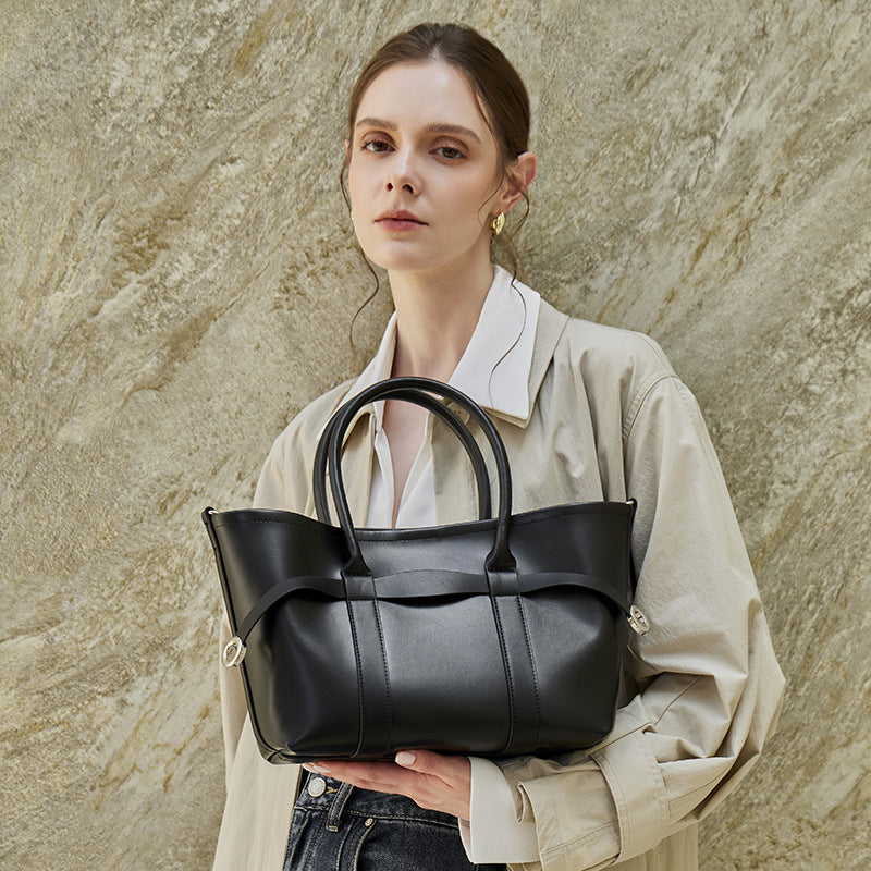Women's Top-Grain Cowhide Convertible Tote with Inner Pouch
