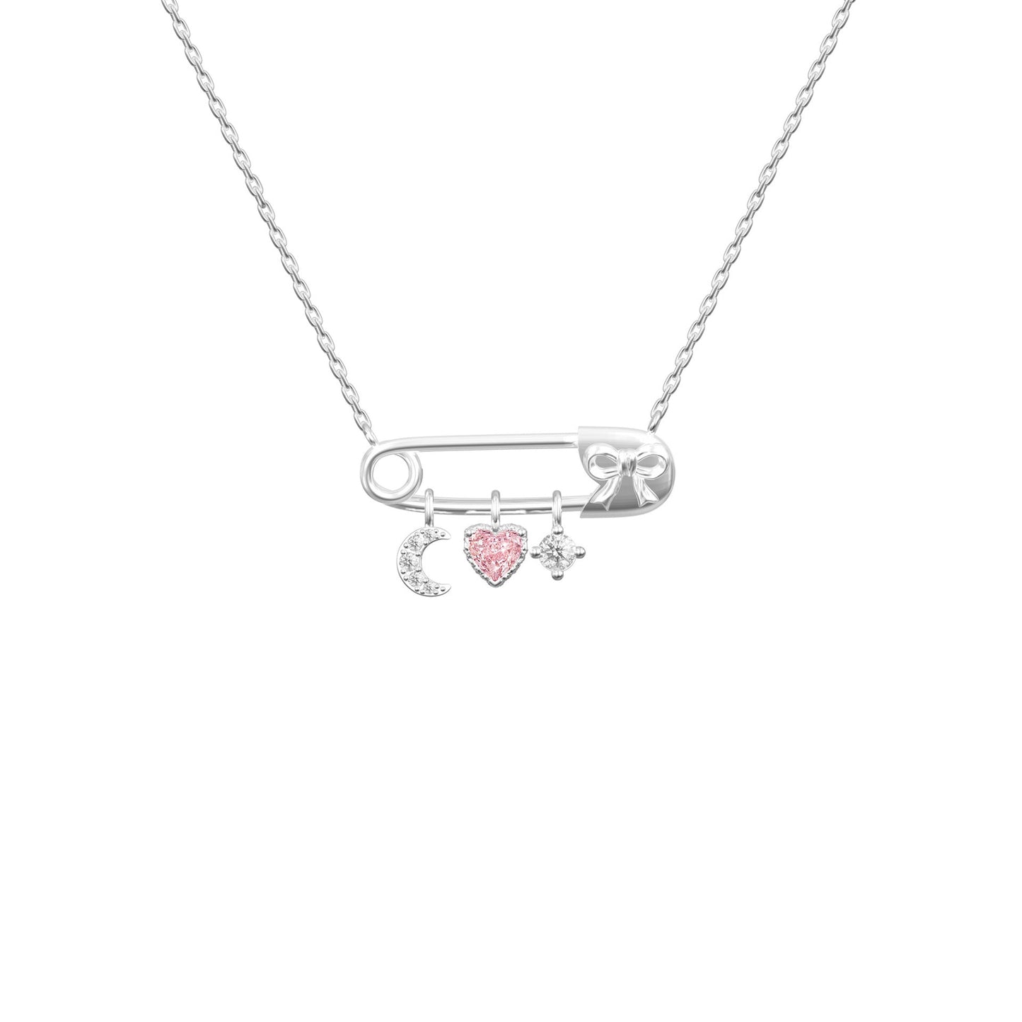 S925 Sterling Silver Safety Pin Necklace Adjustable Chain