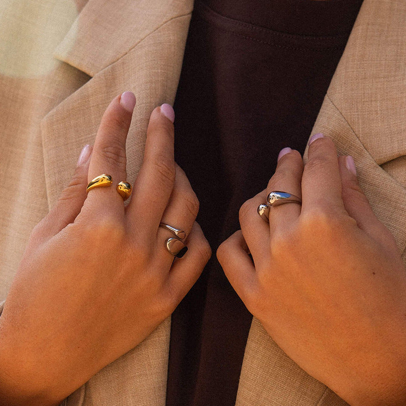 “Modern Contour” S925 Sterling Silver Geometric Open Ring