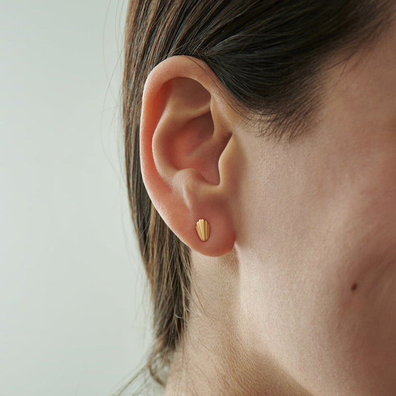 “Shell Muse” S925 Sterling Silver Shell-Texture Stud Earrings