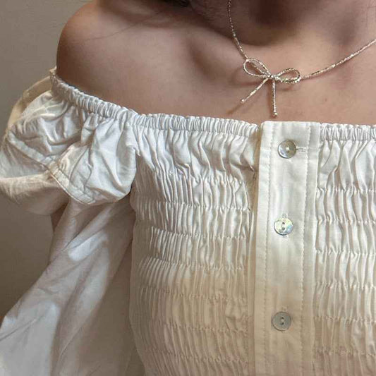 S925 Sterling Silver Glitter Bow Necklace and Bracelet Set Adjustable