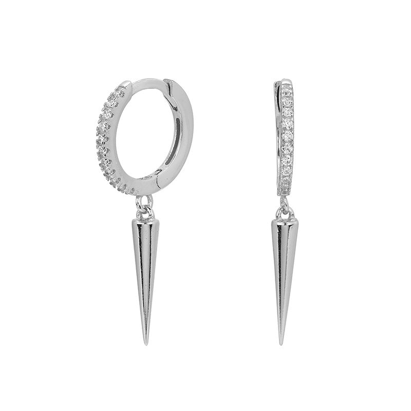 “Pyramid Gleam” S925 Sterling Silver Triangle Drop Hoop Earrings