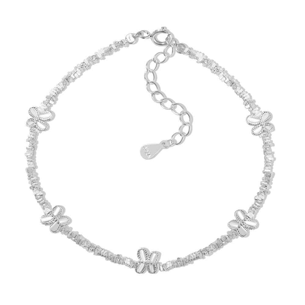 Silver Flutter Butterfly Beaded Bracelet in S925 Sterling Silver