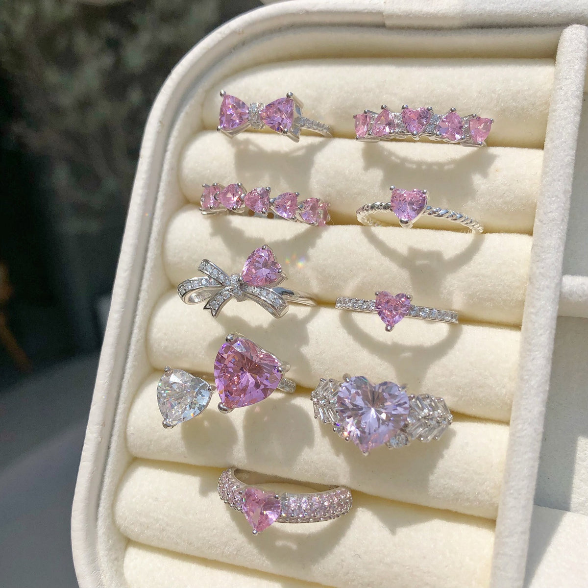 “Pink Heart Eclat” S925 Sterling Silver Pink Zircon Heart Ring