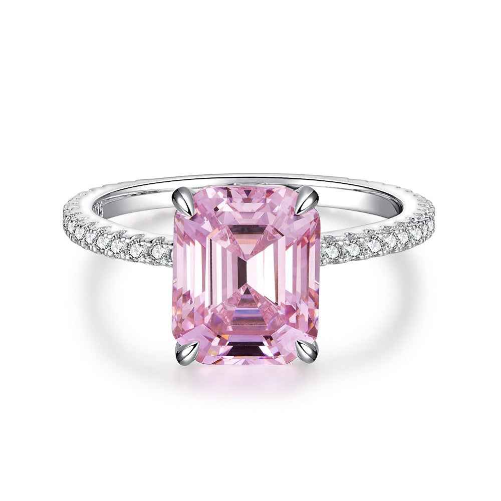 925 Sterling Silver Emerald-Cut Zircon Ring – Crystal Aurora