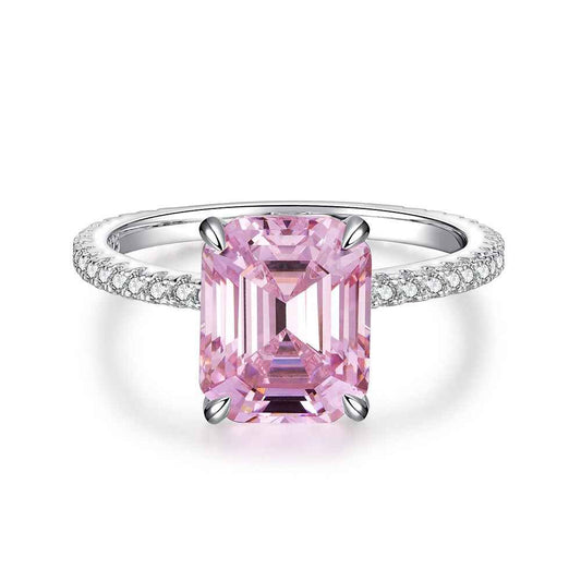 925 Sterling Silver Emerald-Cut Zircon Ring – Crystal Aurora