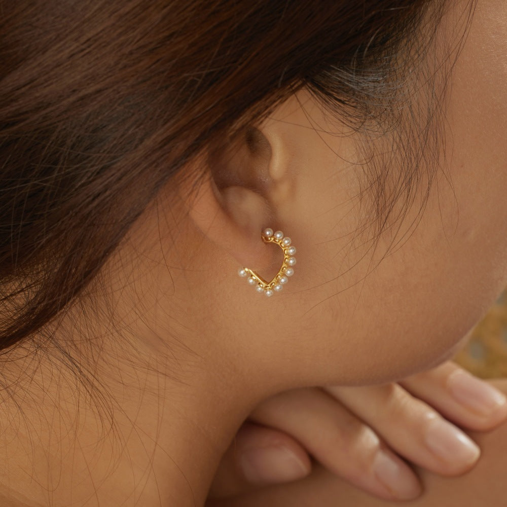 925 Sterling Silver Heart Pearl Stud Earrings – Pearl Devotion