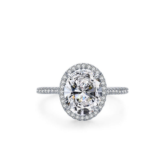 Imperial Halo Oval Zircon Halo Ring 925 Sterling Silver