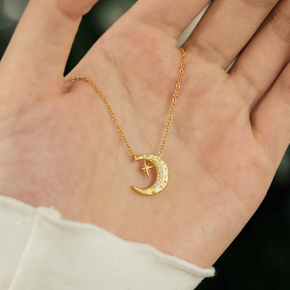 S925 Sterling Silver Lunar Glow Moon Pendant Necklace Minimalist Celestial Jewelry