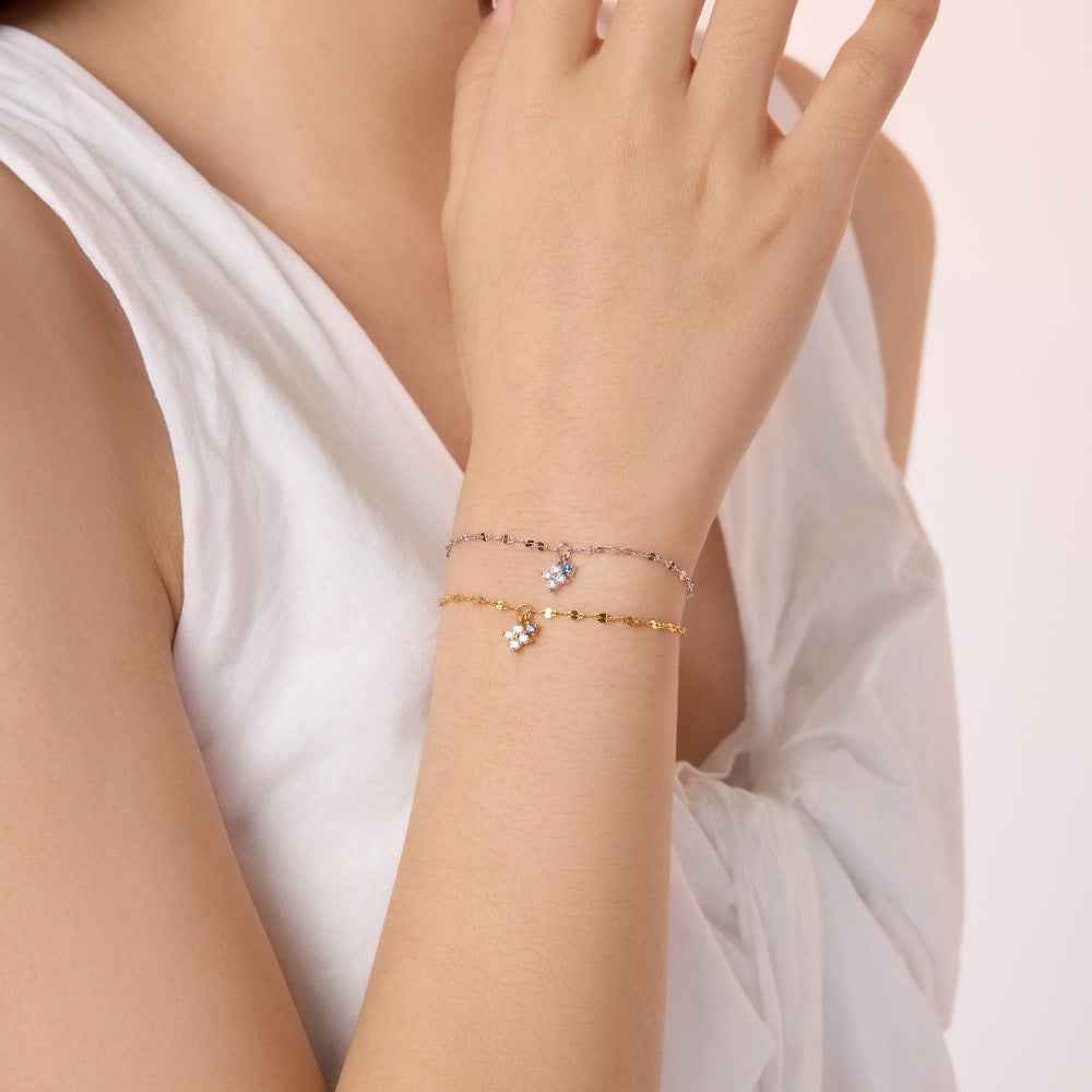 Lucky Glint Clover Charm Bracelet in S925 Sterling Silver