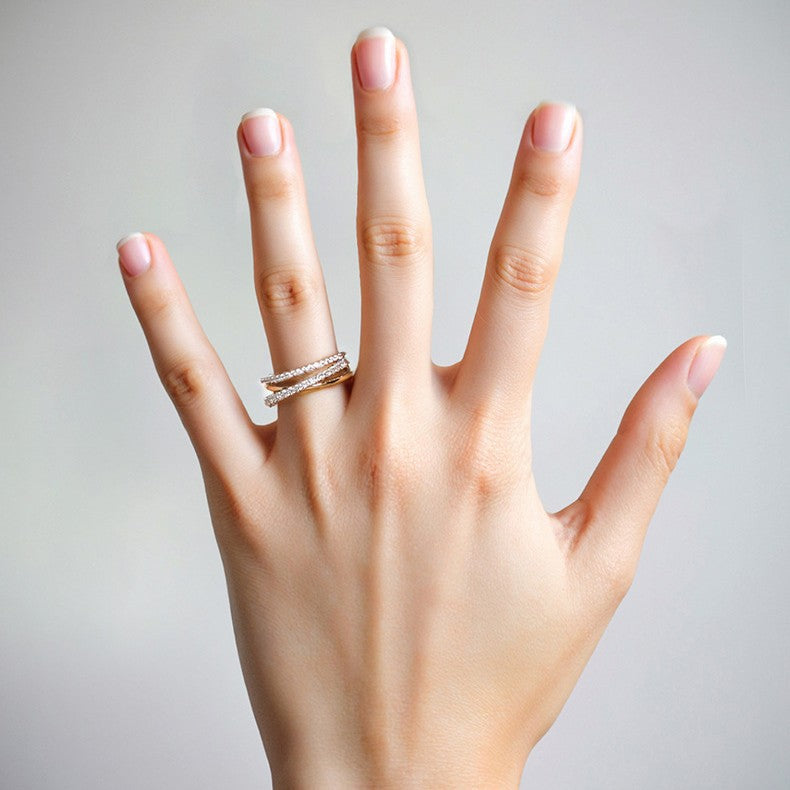 “Triple Grace” S925 Sterling Silver Triple Band Crossed Ring