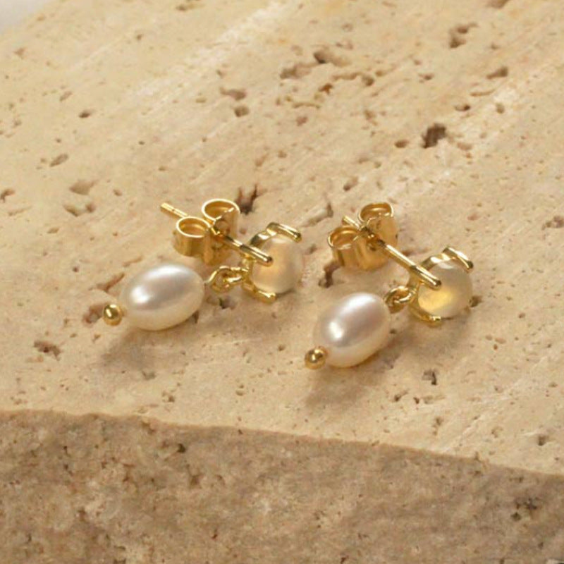 “Pearl Muse” S925 Sterling Silver Baroque Pearl Stud Earrings