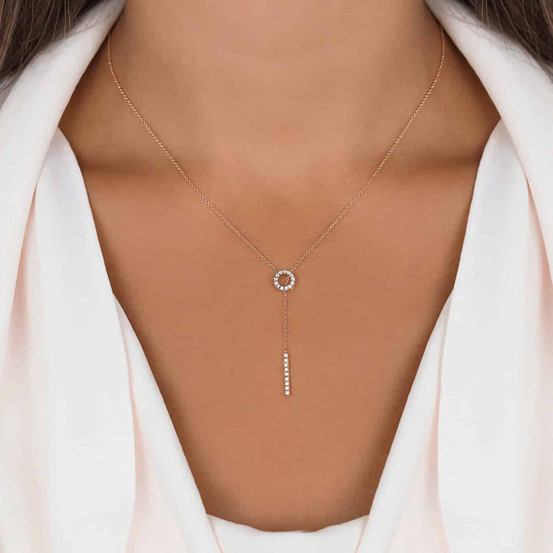 “Lumiere Line” S925 Sterling Silver Zircon Geometric Sweater Necklace