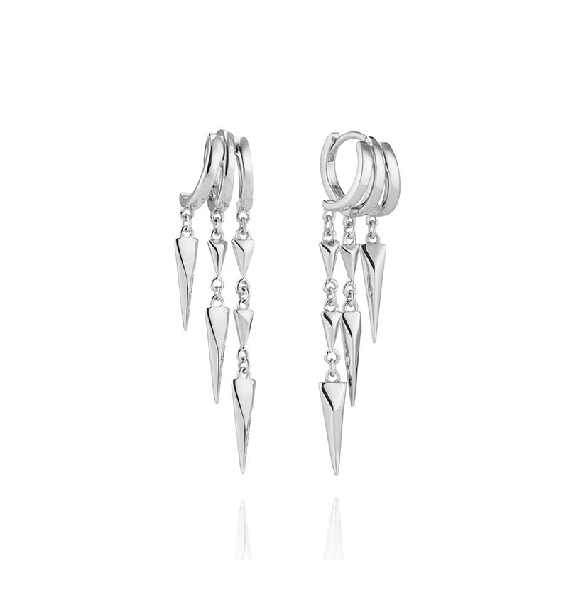 “Star Stud Edit” S925 Sterling Silver Geometric Stud Earrings with Sparkling Accents