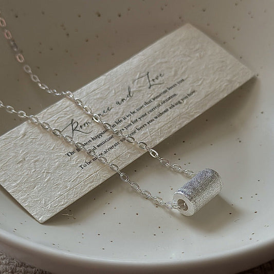 925 Sterling Silver Brushed Elegance Necklace Vintage Textured Collarbone Necklace
