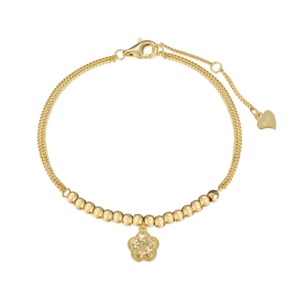 925 Sterling Silver Lucky Flower Charm Bracelet – Blossom Fortune