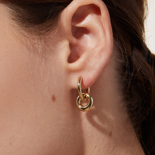 “Twin Orbit” S925 Sterling Silver Double Circle Hoop Earrings