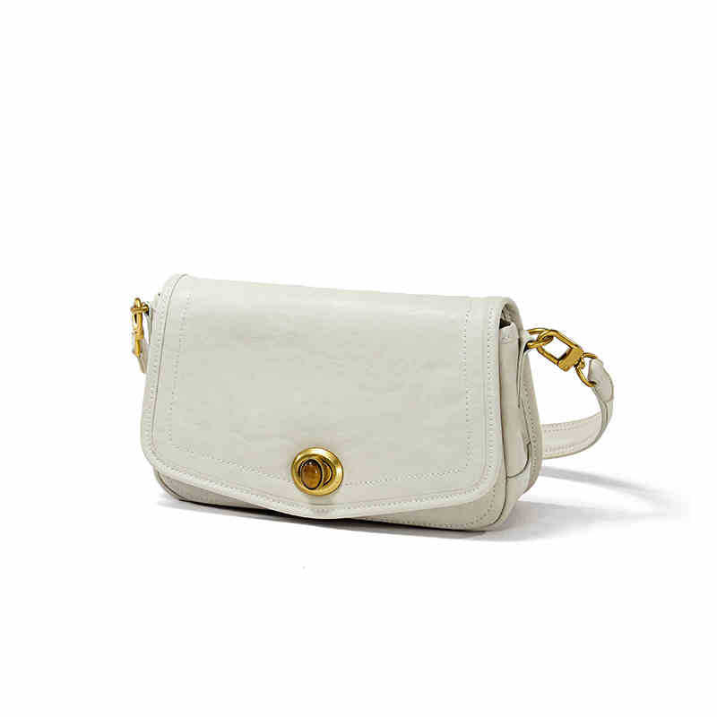 Women's Washed Cowhide Turn-Lock Flap Crossbody Bag