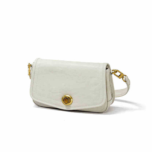 Women's Washed Cowhide Turn-Lock Flap Crossbody Bag