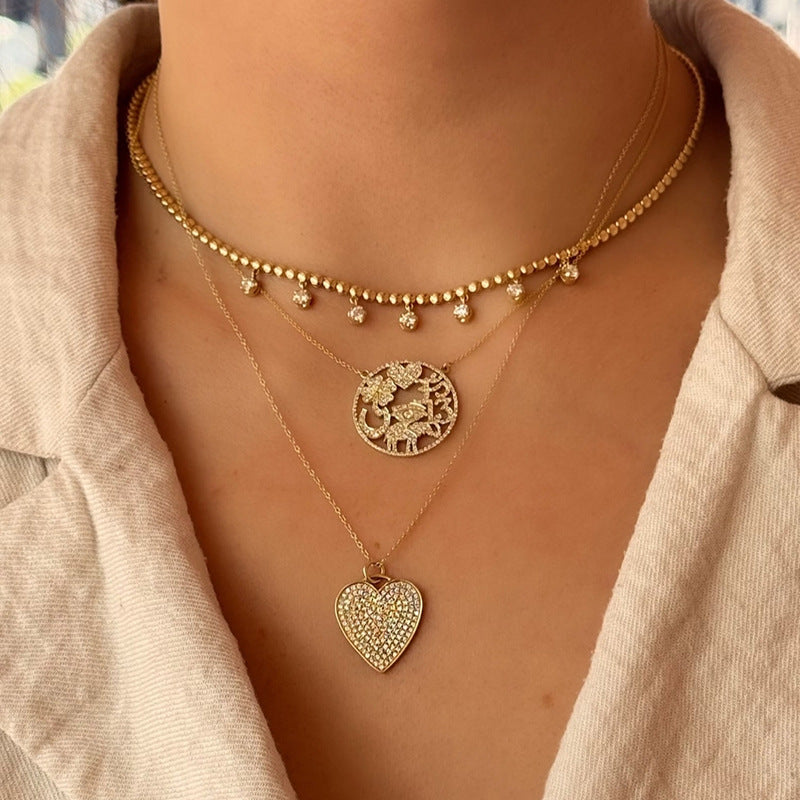 “Full Heart” S925 Sterling Silver Zircon Heart Pendant Necklace