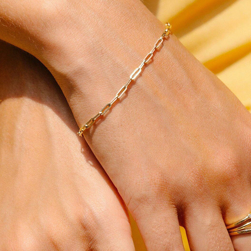 “Urban Link” S925 Sterling Silver Minimalist Chain Bracelet