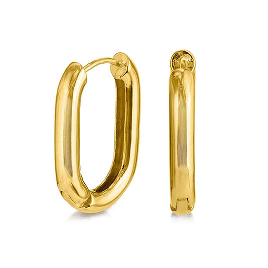 “Oval Muse Arc” S925 Sterling Silver U-Shaped Oval Hoop Earrings