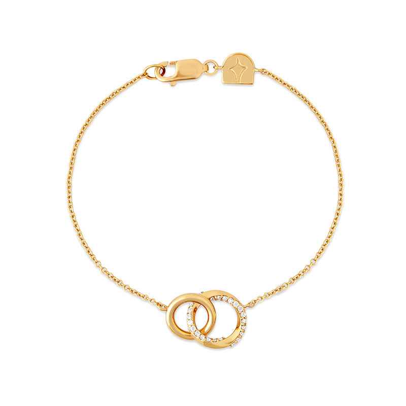 Circle Glow S925 Silver Zircon Double Ring Chain Bracelet