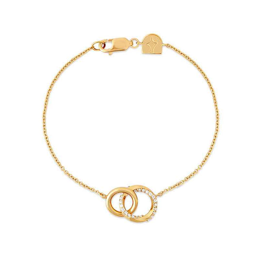 Circle Glow S925 Silver Zircon Double Ring Chain Bracelet