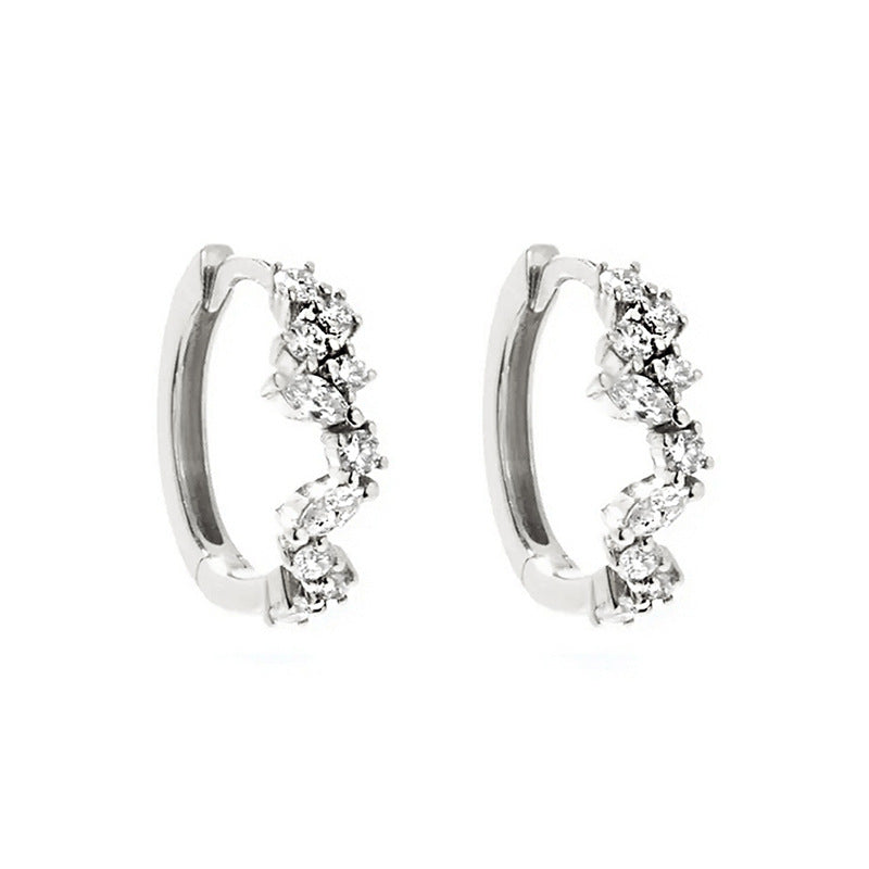 “Sculpted Drift” Geometric Zircon Huggie Hoop Earrings
