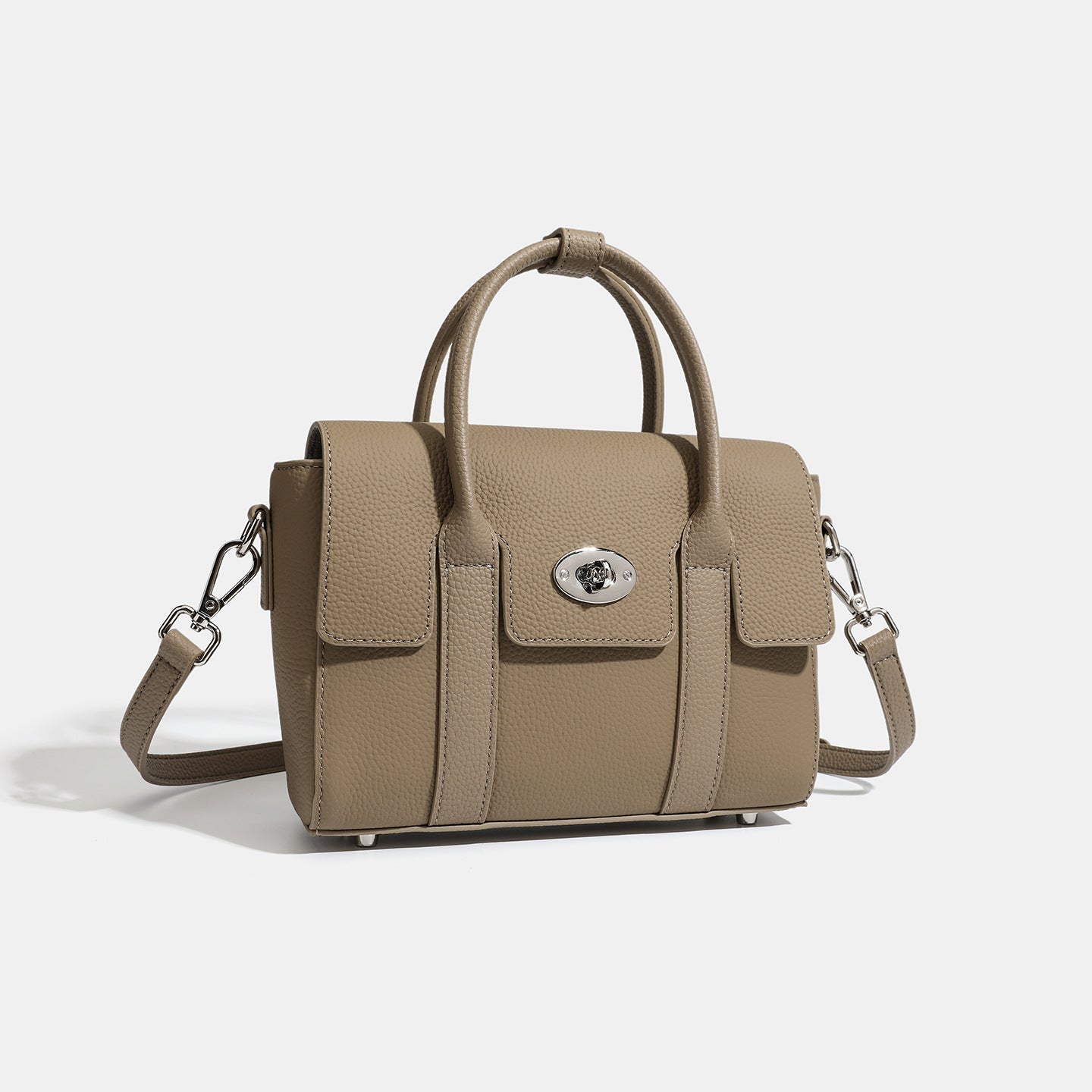Women's Top-Grain Cowhide Vintage Twist-Lock Box Bag