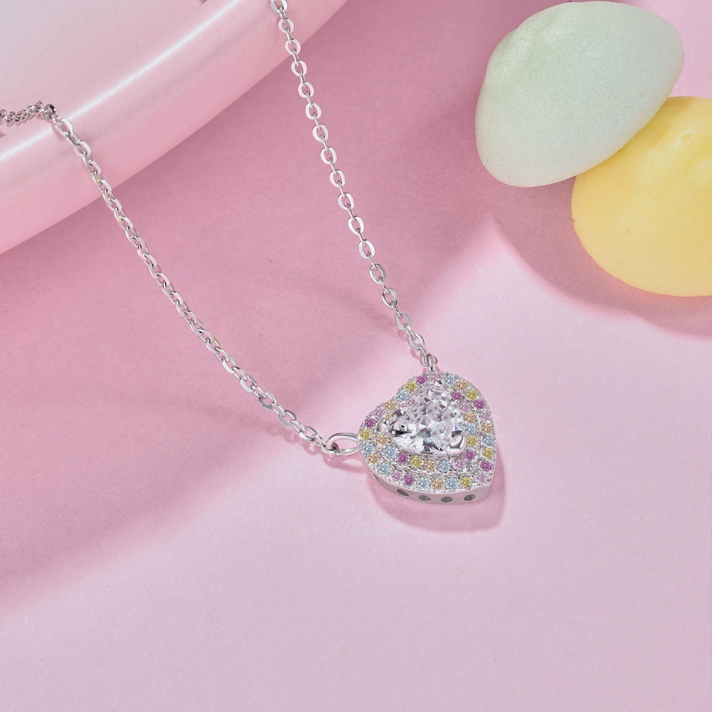 Candy Heart Éclat Heart Jewelry Set with Zircon Necklace and Ring in S925 Sterling Silver