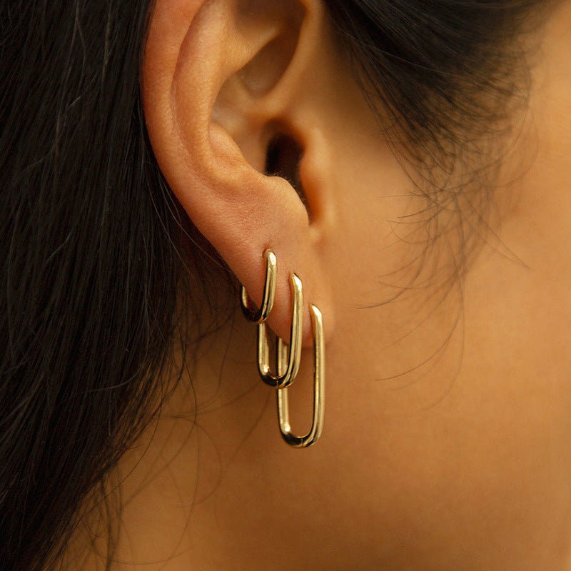 “U-Shape Essential” S925 Sterling Silver Minimalist U-Shaped Hoop Earrings