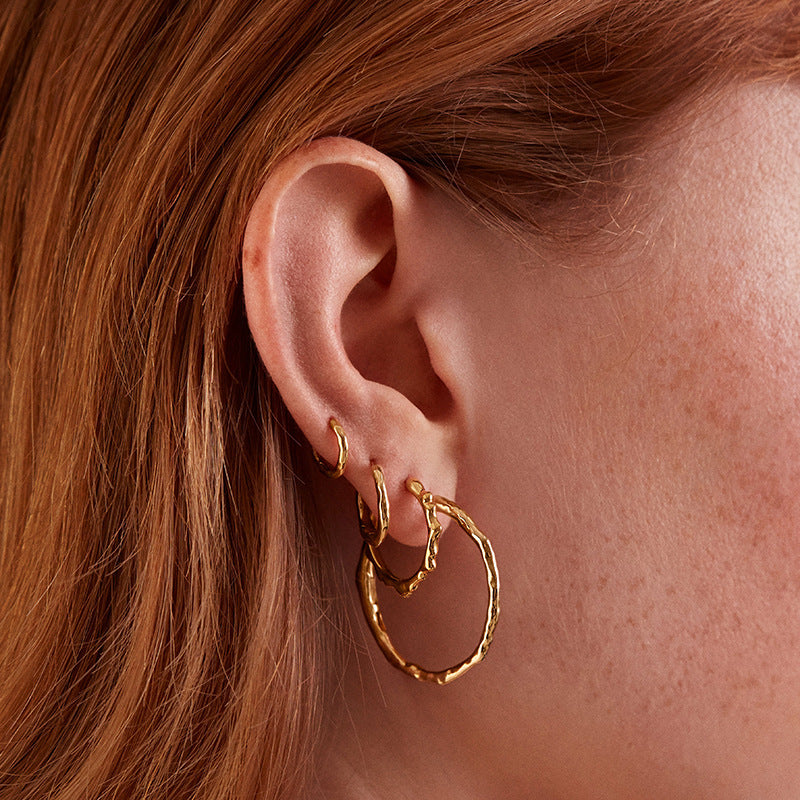 “Pure Orbit” S925 Sterling Silver Minimalist Circle Huggie Hoop Earrings